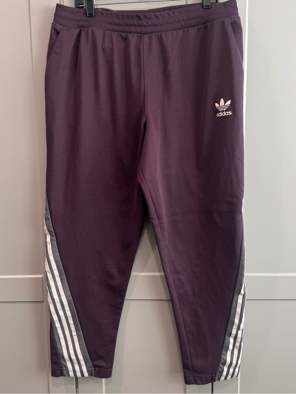 adidas Kids Plum Track Pants with White 3-Stripes